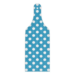 Tabla De Cortar Puntos de Polka Blanco sobre fondo azul pavo real