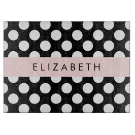 Tabla De Cortar Puntos de Polka blancos y negros, punteados, tu no