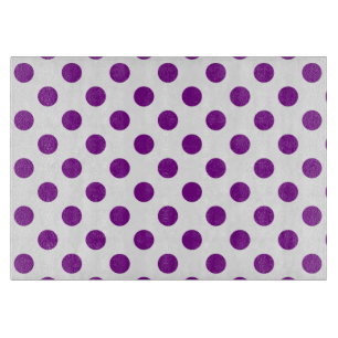 Tabla De Cortar Puntos de polka morado y blanco