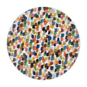 Tabla De Cortar Puntos de Polka: Pintura de manos multicolores.