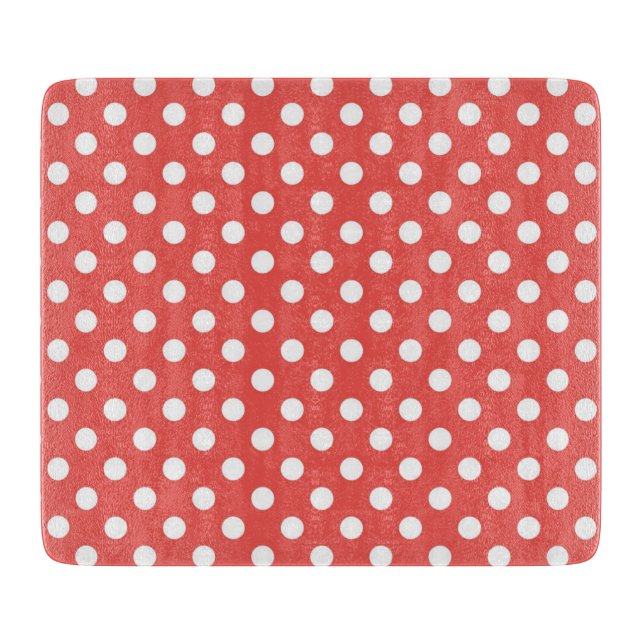 Tabla De Cortar Puntos de Polka Rojo y Blanco (Anverso)