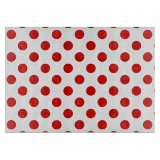 Tabla De Cortar Puntos de polka rojos y blancos