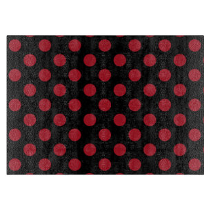 Tabla De Cortar Puntos de polka rojos y negros
