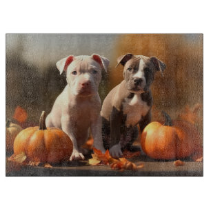 Tabla De Cortar Puppy Pitbull Calabaza deslumbrante de otoño