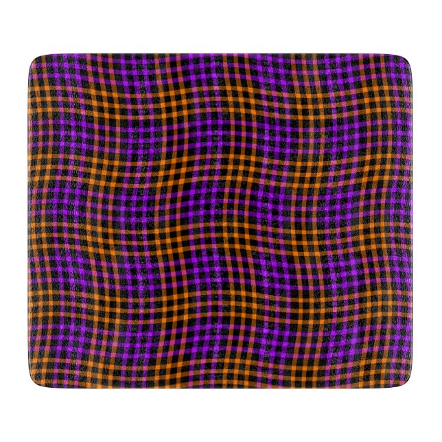 Tabla De Cortar Purple Orange Plaid Checker Seamless Pattern (Anverso)