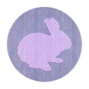 Tabla De Cortar Purple Polka Dot Silhouette Bunny Cutting Board