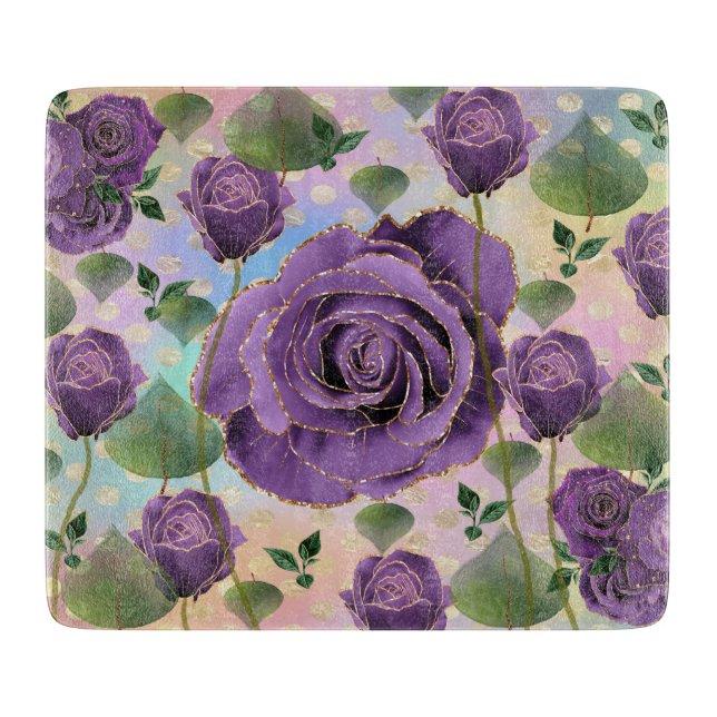 Tabla De Cortar Purple Rosa Gold Highlights Cutting Board (Anverso)