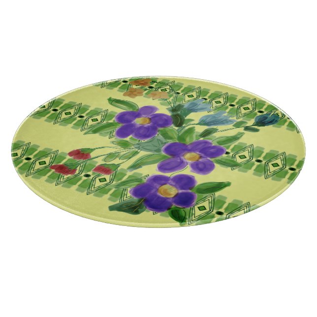 Tabla De Cortar Púrpura floral acentuada (Borde)