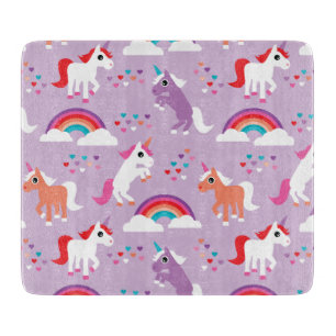 Tabla De Cortar Púrpura linda del arco iris del unicornio