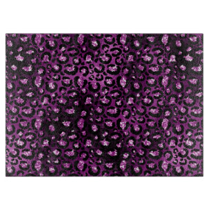 Tabla De Cortar Púrpura Ombre y manchas de leopardo con brillo neg