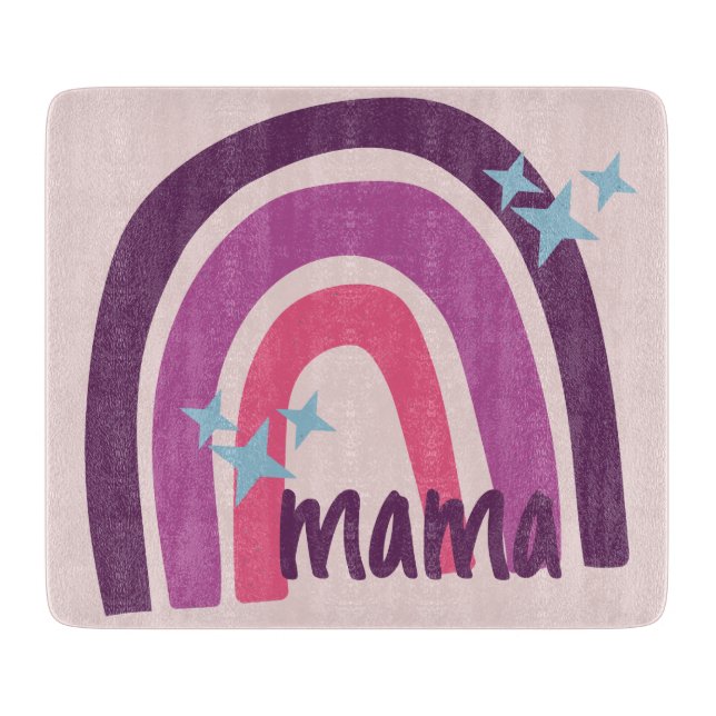 Tabla De Cortar Púrpura rosa bohemio arco iris mamá personalizada (Anverso)