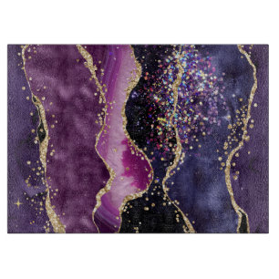 Tabla De Cortar Púrpura, rosa y Purpurina dorado patrón de envejec