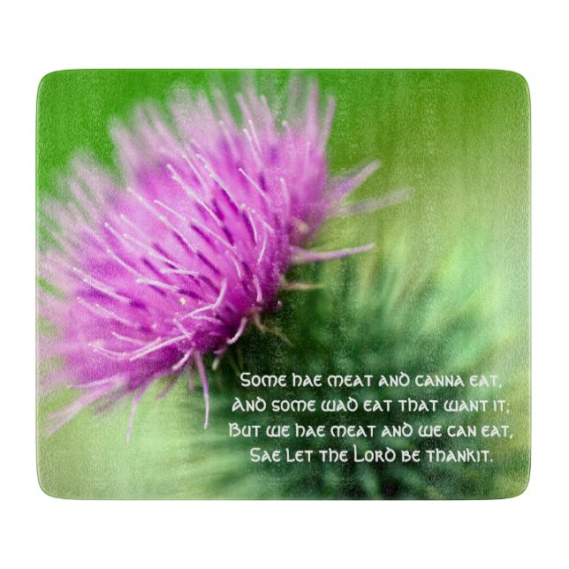Tabla De Cortar Púrpura Thistle y Selkirk Grace (Anverso)