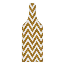Tabla De Cortar Purpurina de oro de Glam y rayas de chevron blanca