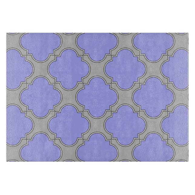 Tabla De Cortar Quatrefoil periwinkle y gris (Anverso)