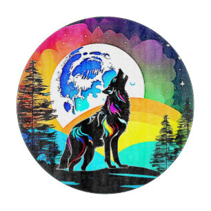 Tabla De Cortar Rainbow Lunar Wolf Howf Art