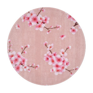 Tabla De Cortar Ramas de Flor de Cerezo Rosa Patrón