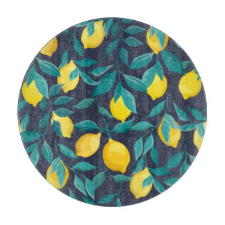 Tabla De Cortar Ramas de limón: azul decorativo sin foco