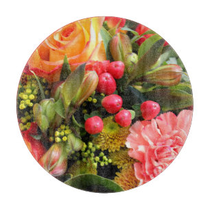 Tabla De Cortar Ramo de flores de colores de otoño Foto