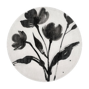 Tabla De Cortar Ramo de flores de tinta negra