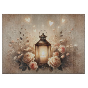 Tabla De Cortar Ramo de rosas con farolillo luminoso