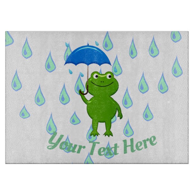 Tabla De Cortar Rana y lluvia kawaii (Anverso)
