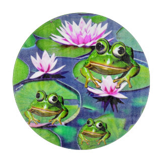 Tabla De Cortar Ranas De Lotus Y Lily Pad