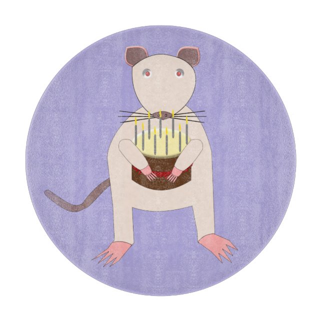 Tabla De Cortar Rata siamesa con pastel de cumpleaños (Anverso)