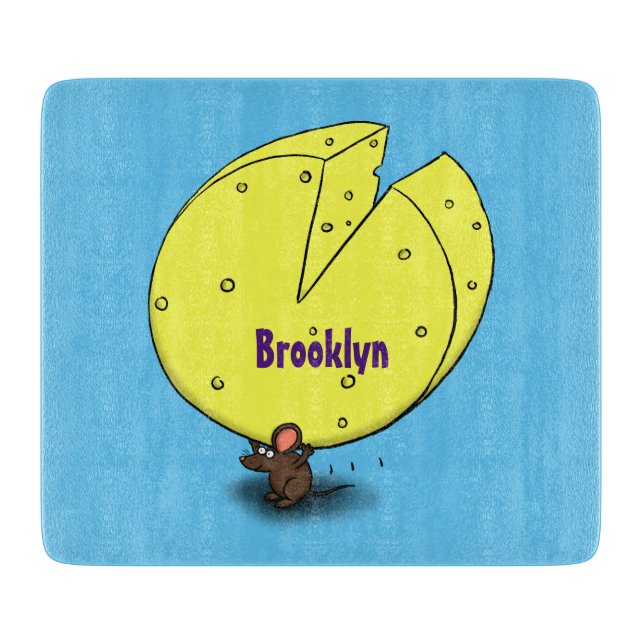 Tabla De Cortar Ratón blanco con ilustracion personalizado de ques (Anverso)