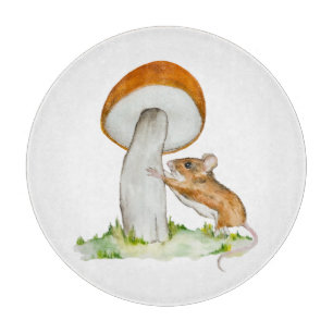 Tabla De Cortar Ratón divertido con hongos salvajes