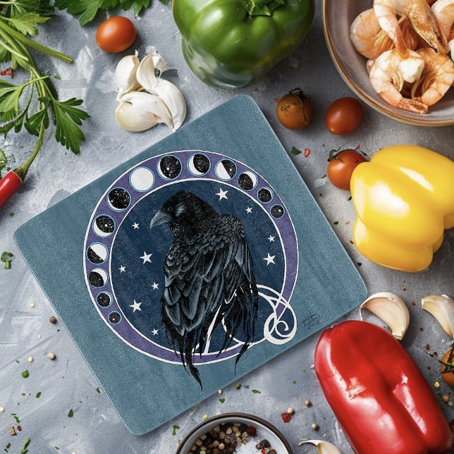 Tabla De Cortar Raven Moon Phases Stars Blue (Subido por el creador)