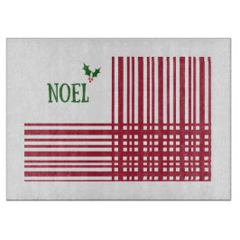 Tabla De Cortar Raya de la tela escocesa del acebo de Noel del