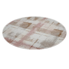 Tabla De Cortar Rayas abstractas marrones crema rosadas