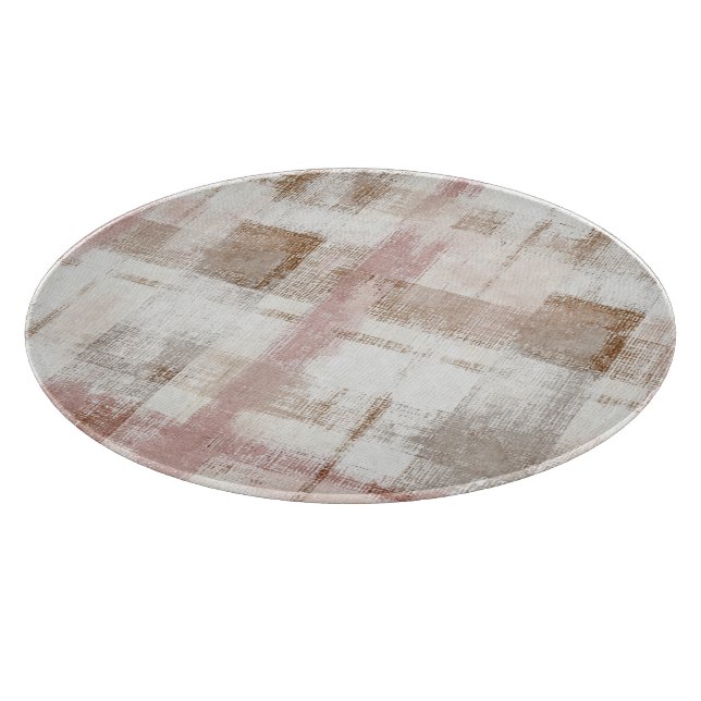 Tabla De Cortar Rayas abstractas marrones crema rosadas (Borde)