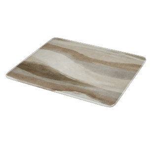 Tabla De Cortar Rayas abstractas onduladas de crema marrón