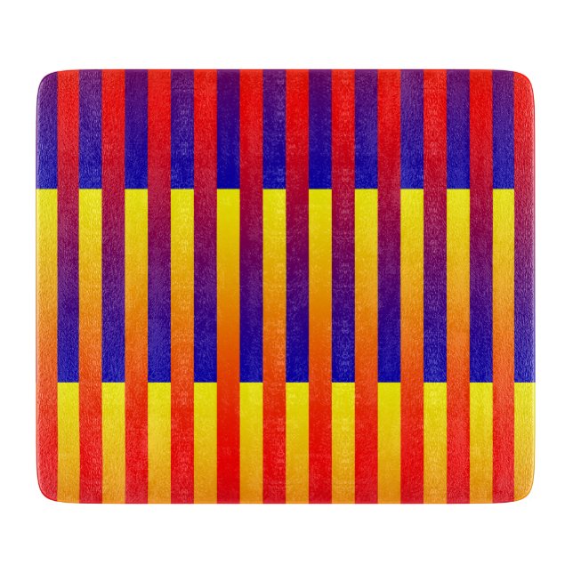 Tabla De Cortar Rayas amarillas rojas azules (Anverso)