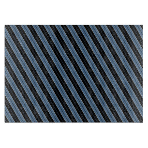 Tabla De Cortar Rayas azules negras blancas diagonales