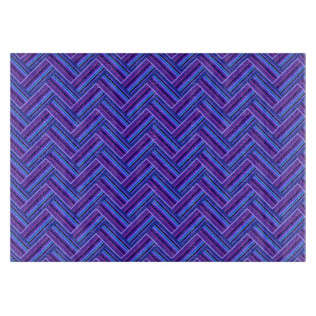 Tabla De Cortar Rayas azules y violetas de doble trama (Anverso)