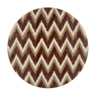 Tabla De Cortar Rayas de Chevron Ikat - Marrón chocolate y beige