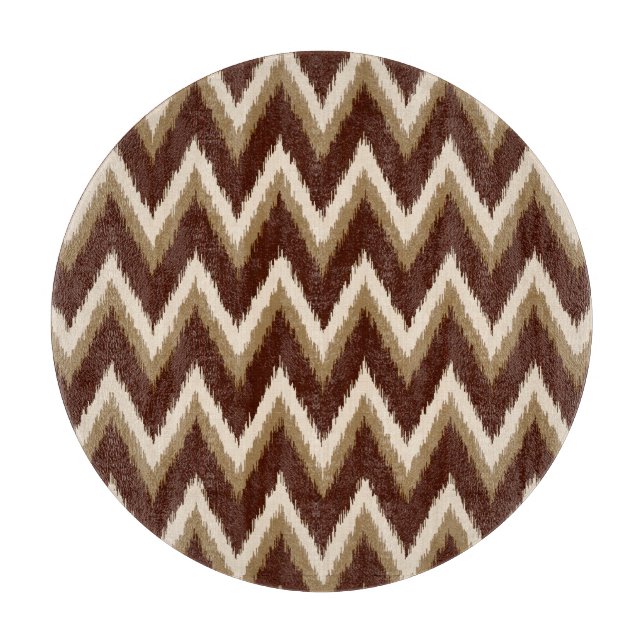 Tabla De Cortar Rayas de Chevron Ikat - Marrón chocolate y beige (Anverso)