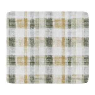 Tabla De Cortar Rayas de Cuadro Escocés Amarillo Verde Blanco