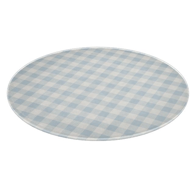 Tabla De Cortar Rayas de Cuadro Escocés Blanco Azul Claro   (Borde)