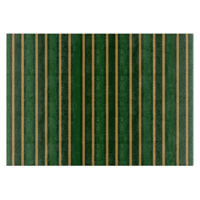 Tabla De Cortar Rayas de dulces verdes y dorados (Anverso)