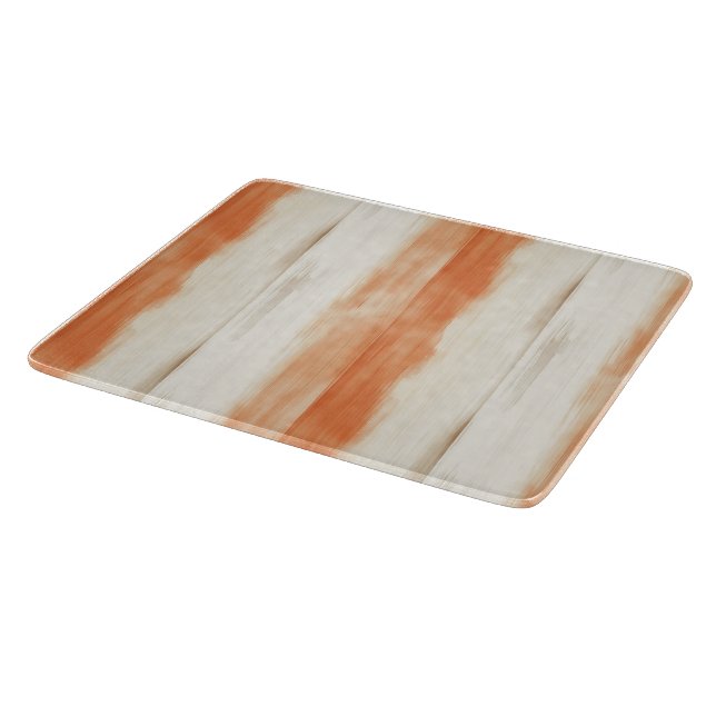 Tabla De Cortar Rayas de naranja melocotón crema   (Borde)