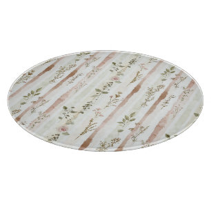 Tabla De Cortar Rayas Florales de Rosa