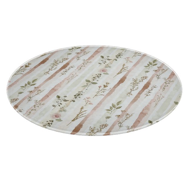 Tabla De Cortar Rayas Florales de Rosa (Borde)