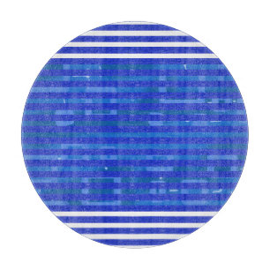Tabla De Cortar Rayas Geométricas Blancas Azules Geniales