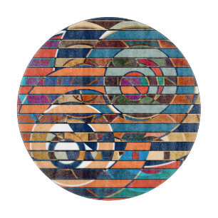 Tabla De Cortar Rayas geométricas coloridas, resumen