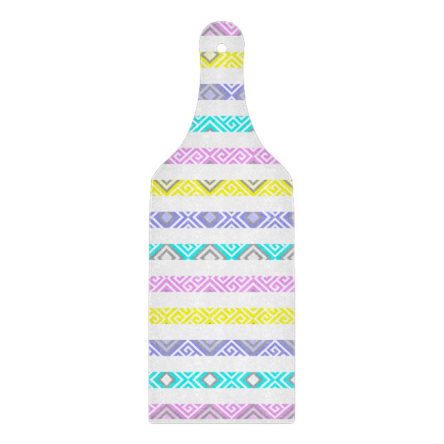Tabla De Cortar Rayas geométricas pastel lindas (Anverso)