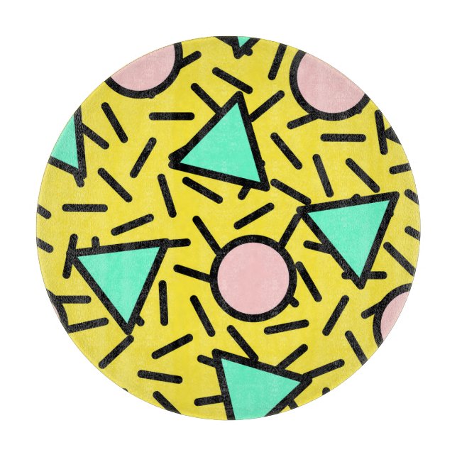 Tabla De Cortar Rayas mosaicas: patrón retro memphis (Anverso)